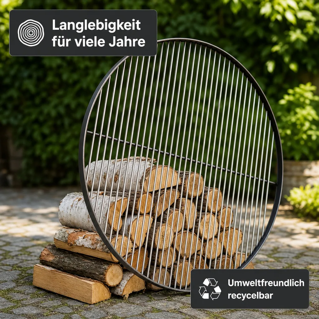 Grillrost 80 cm, Stahl, rund, massiv & handgefertigt
