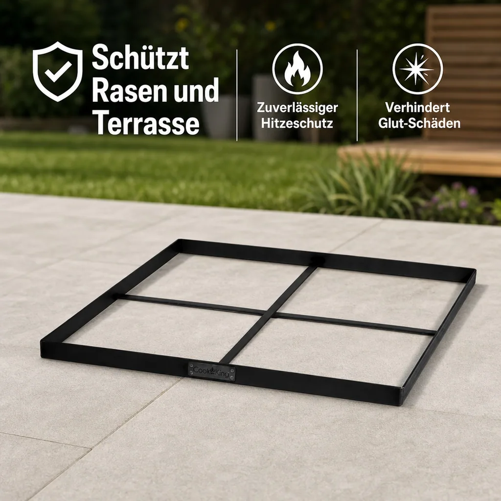 Feuerschalen Unterlage, Feuerstelle Unterlage, quadratisch 120x120 cm