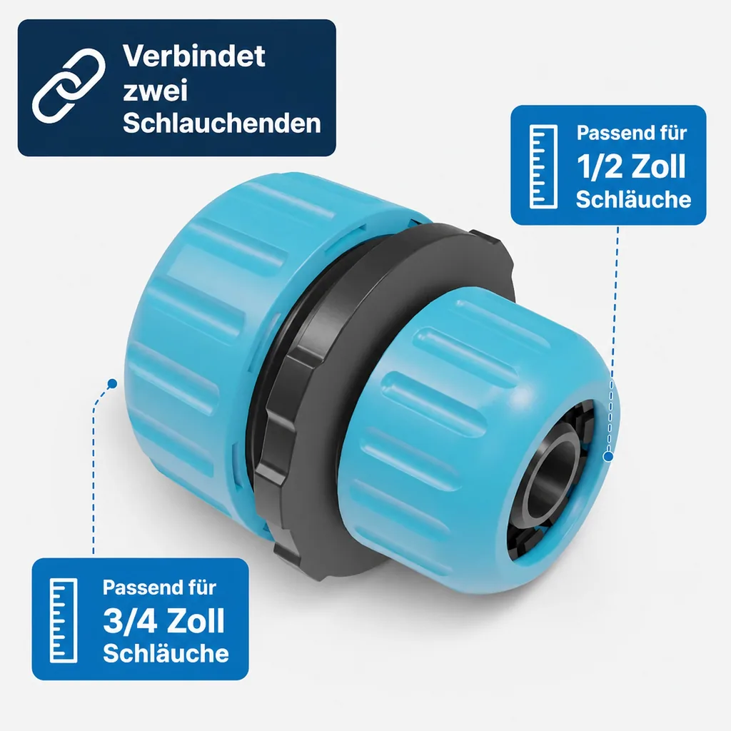 Schlauchverbinder, Schlauchreparatur, 1/2 Zoll - 3/4 Zoll, Reparaturstück