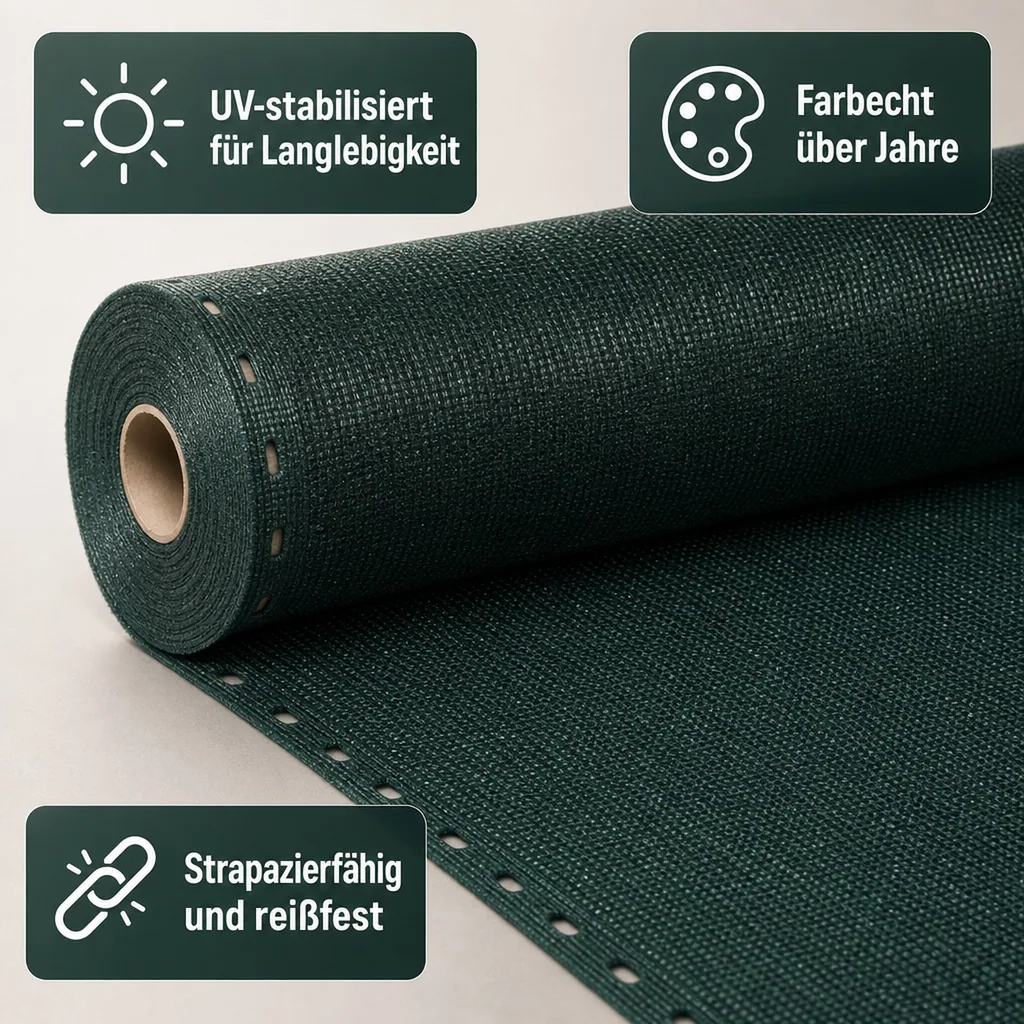 Sichtschutznetz 2 m x 14 m, Windschutznetz, Zaunblende, -Shop, HDPE Gewebe, grün