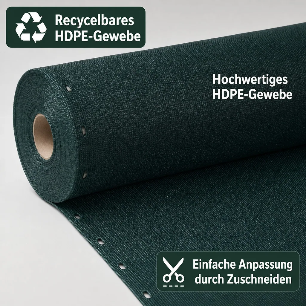 Sichtschutznetz 2 m x 14 m, Windschutznetz, Zaunblende, -Shop, HDPE Gewebe, grün