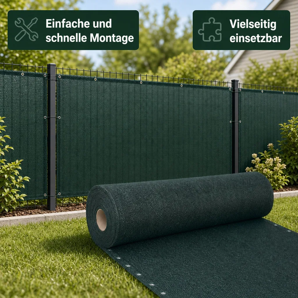 Sichtschutznetz 2 m x 14 m, Windschutznetz, Zaunblende, -Shop, HDPE Gewebe, grün
