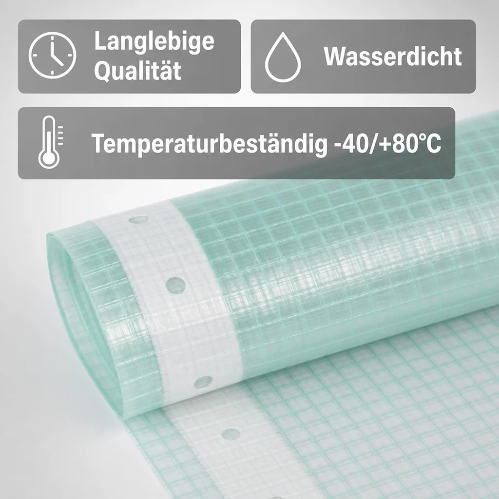 Gitterfolie 2x8 Meter, Gewächshausfolie mit Nagelrand