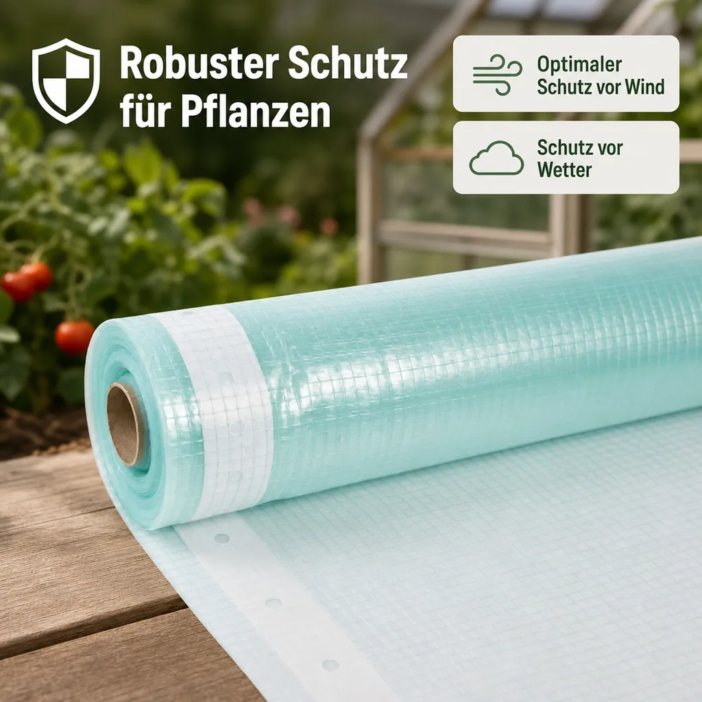 Gitterfolie 2x8 Meter, Gewächshausfolie mit Nagelrand