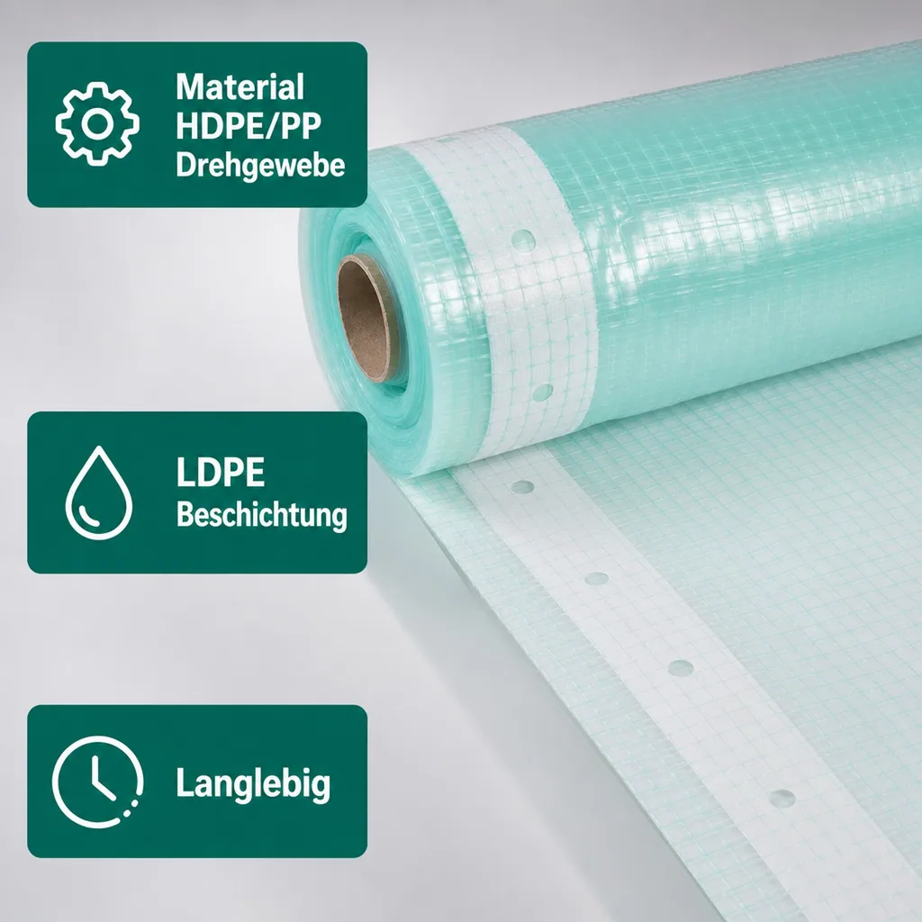 Gitterfolie mit Nagelrand, Gewächshausfolie, Baufolie