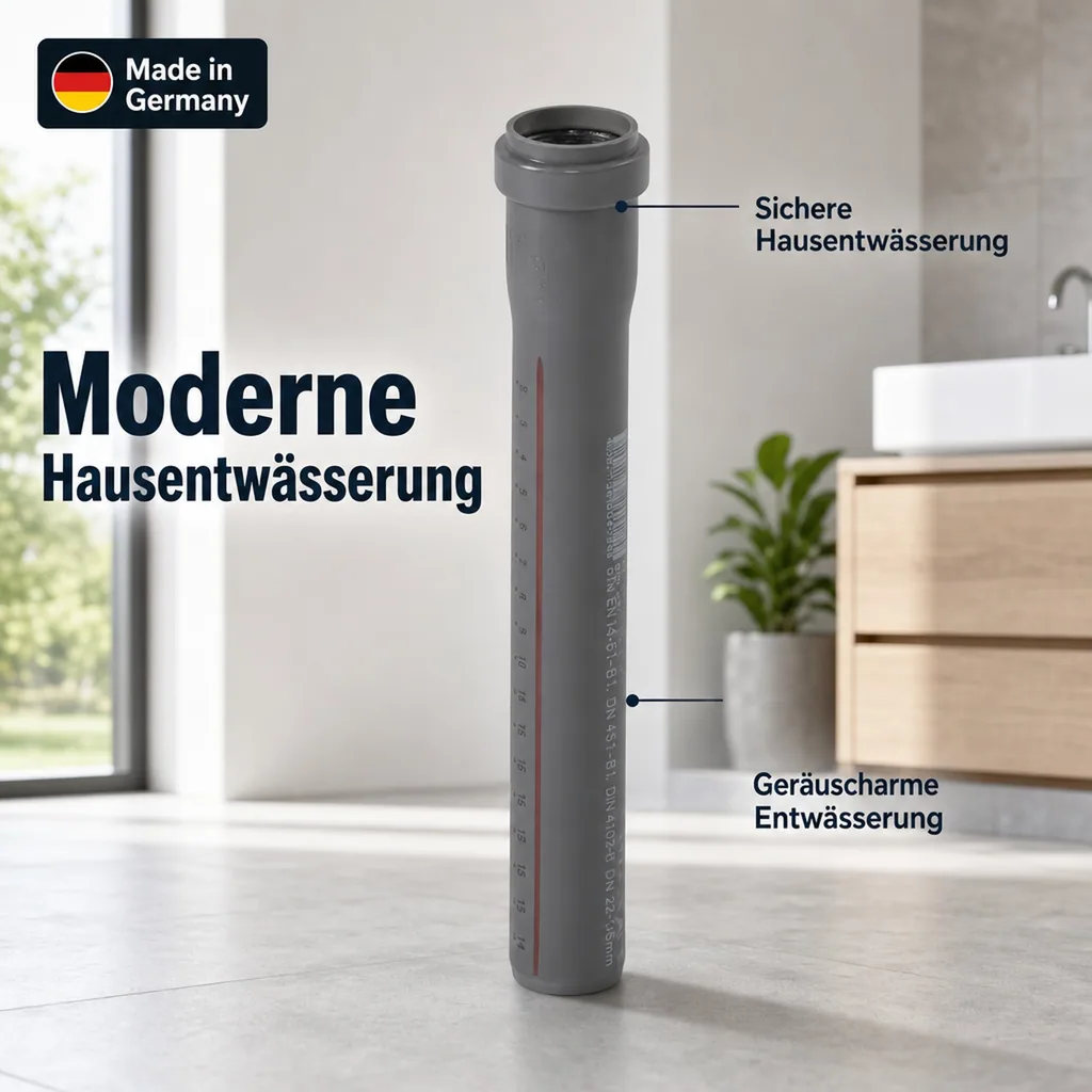 HT Rohr 50mm, Abwasserrohr, DN 50, 500mm, Hausentwässerung