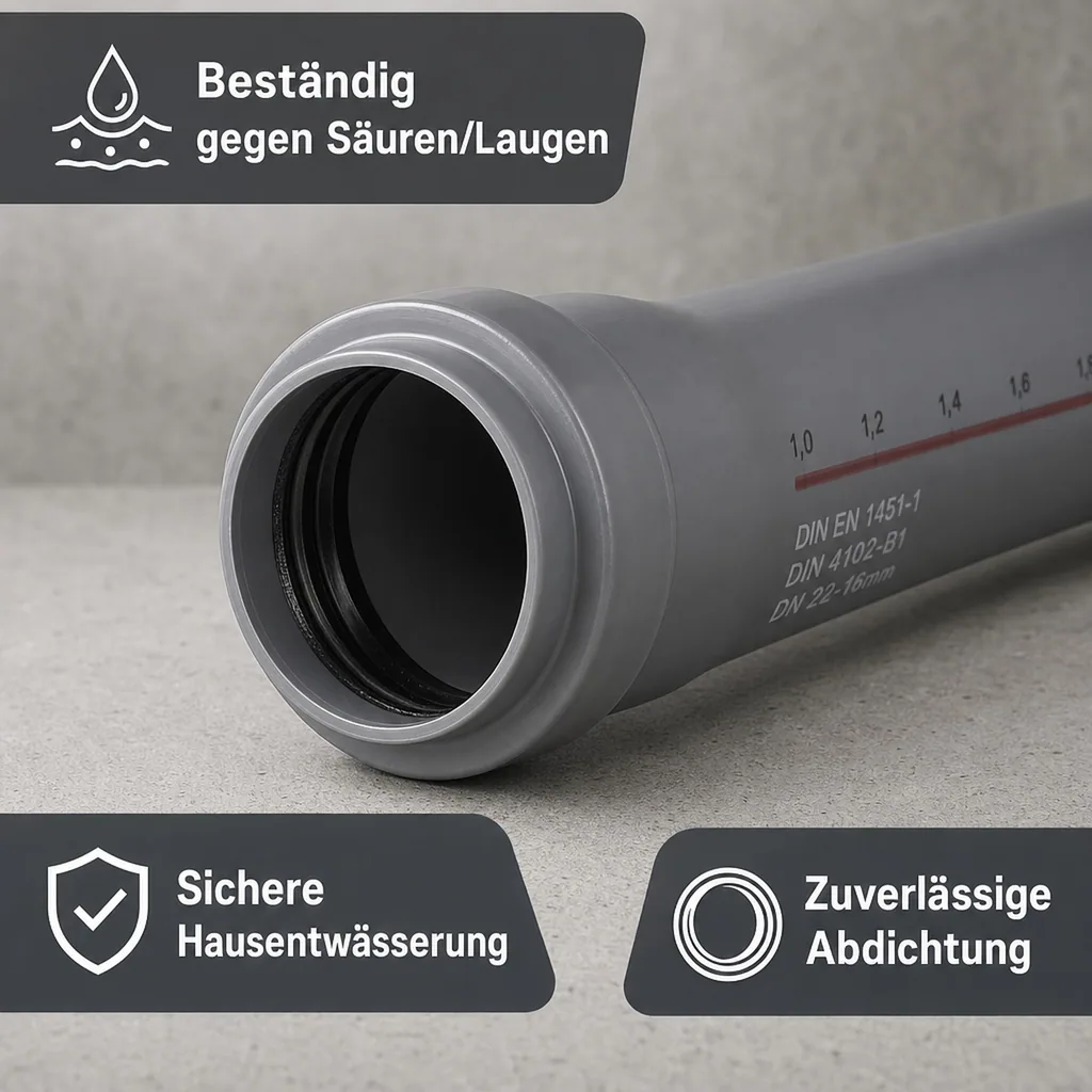 HT Rohr 50mm, Abwasserrohr, DN 50, 500mm, Hausentwässerung