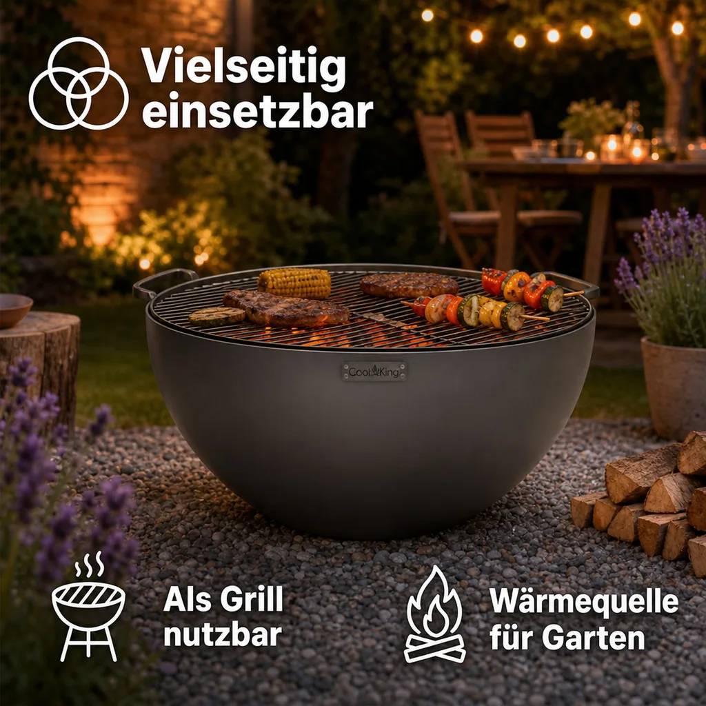 Feuerschale Garten, Premium Stahl Feuerschale tief „DALLAS“ 85 cm