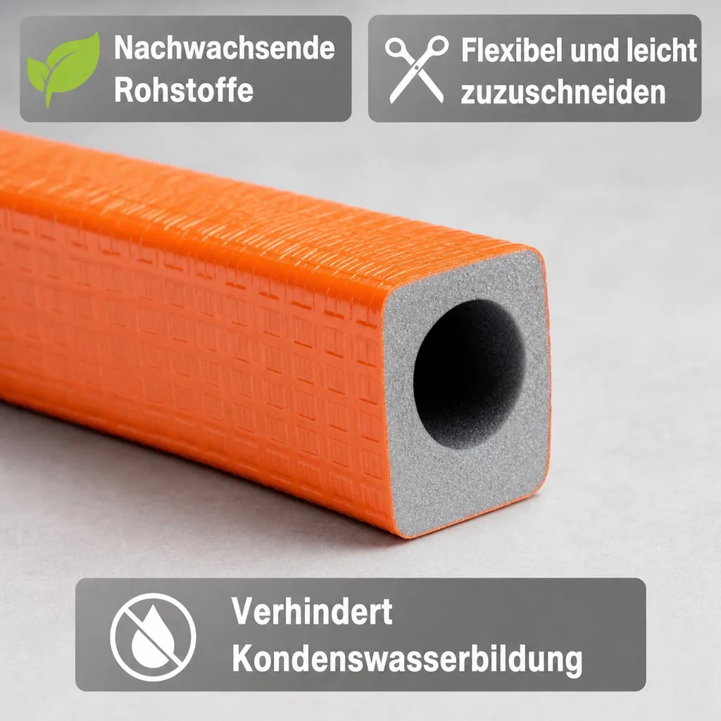 Rohrisolierung 2m, Heizungsrohr Isolierung 28mm, Dämmung 9mm