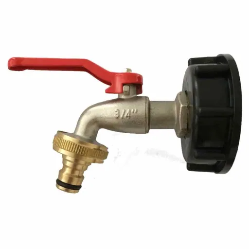 IBC Adapter, Container S60, 3/4 Zoll, Wasserhahn, Steckkupplung, Auslaufhahn