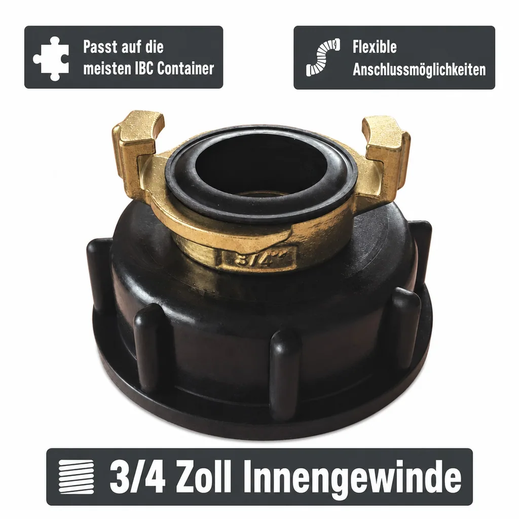IBC Adapter S60, Container Adapter, 3/4 Zoll, Klauenkupplung Messing