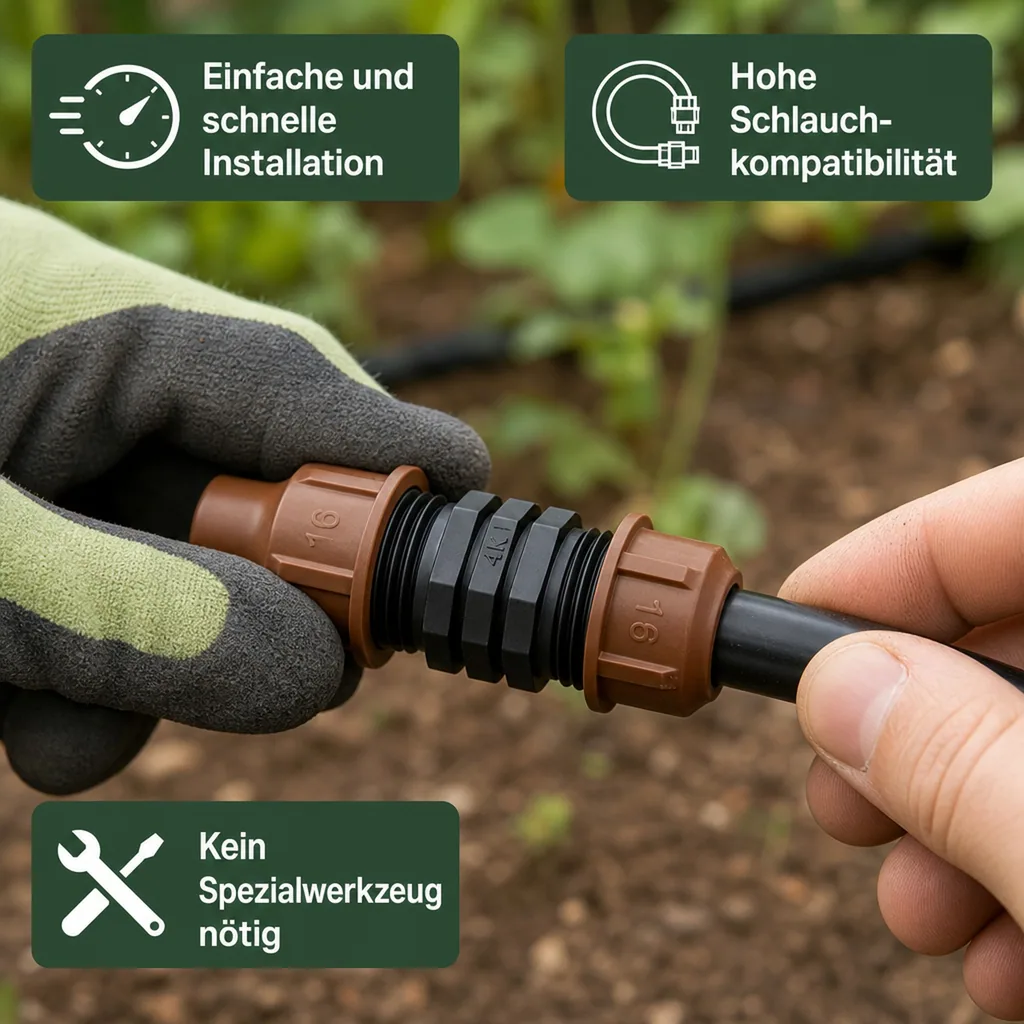 16mm Schlauchverbinder, PE Rohrverbinder, Tropfschlauch Verbinder