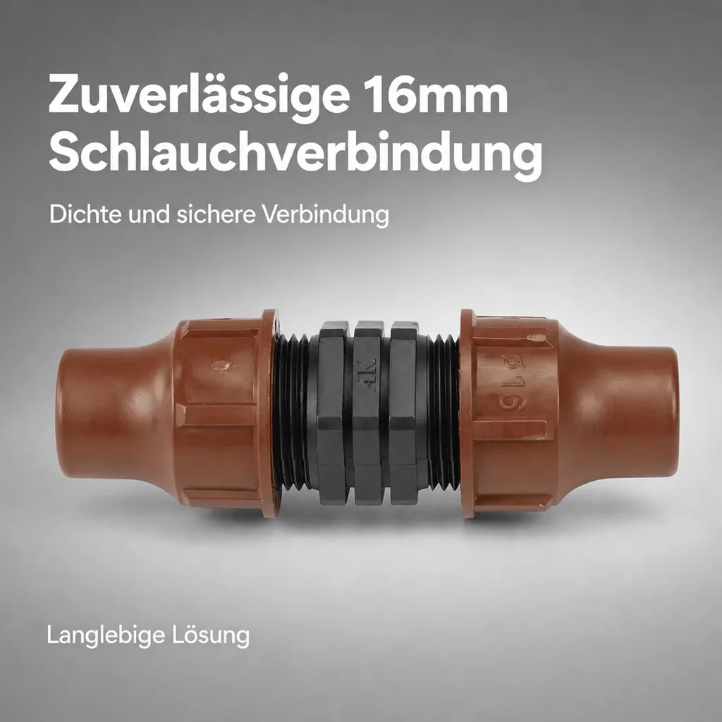 16mm Schlauchverbinder, PE Rohrverbinder, Tropfschlauch Verbinder
