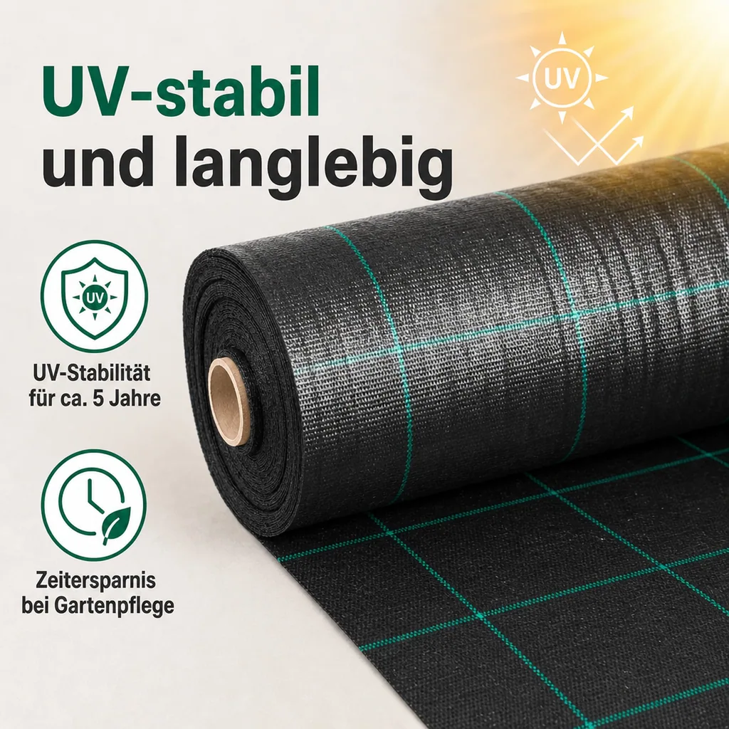 Unkrautvlies, Bodengewebe, Gartenvlies, 2m x 1m, Unkrautschutz, Beetvlies