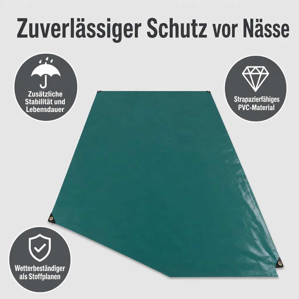 PVC Plane grün 5x7m (35m²), Abdeckplane 650 g/m², LKW Plane, wasserdicht