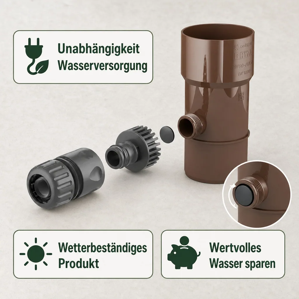 Regenwasser Sammler, Fallrohr Regensammler braun, 63mm