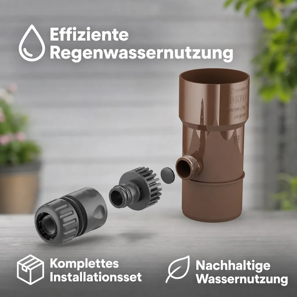 Regenwasser Sammler, Fallrohr Regensammler braun, 63mm