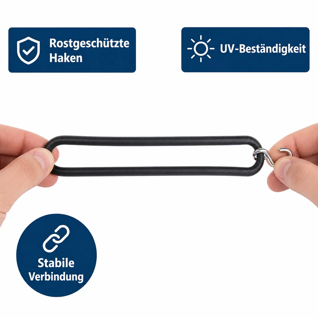 Spanngummis mit Haken, Planenspanner oval, 25cm, EPDM Gummiband