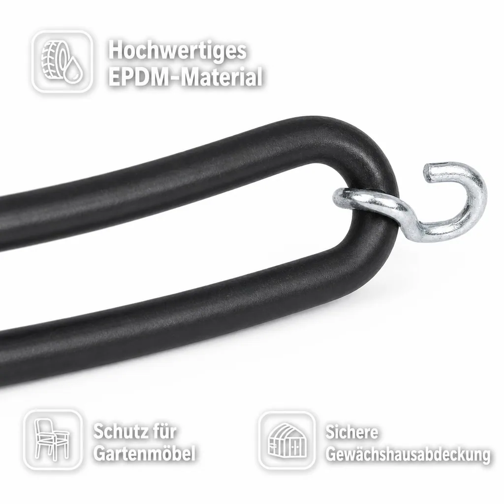 Spanngummis mit Haken, Planenspanner oval, 25cm, EPDM Gummiband