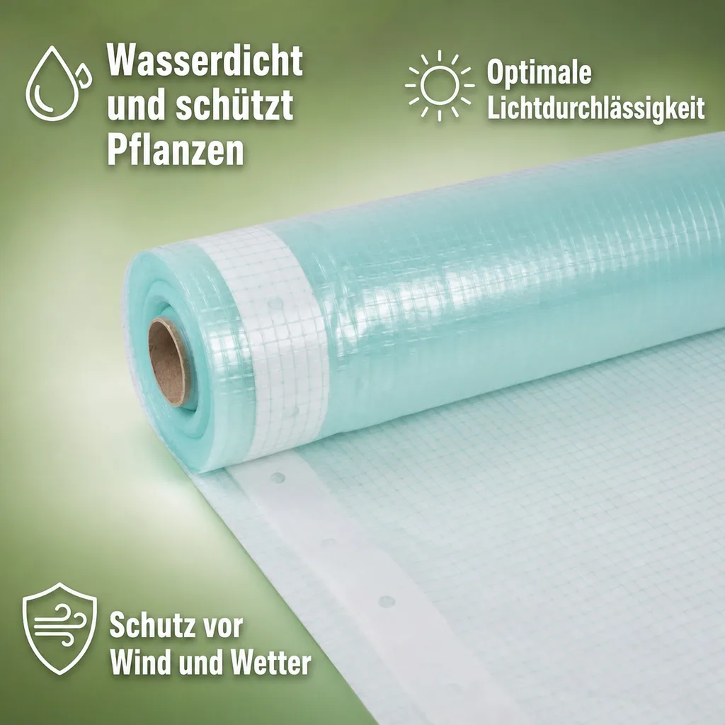 Gitterfolie, Gewächshausfolie, 1,5m Breite x 5m, mit Nagelrand