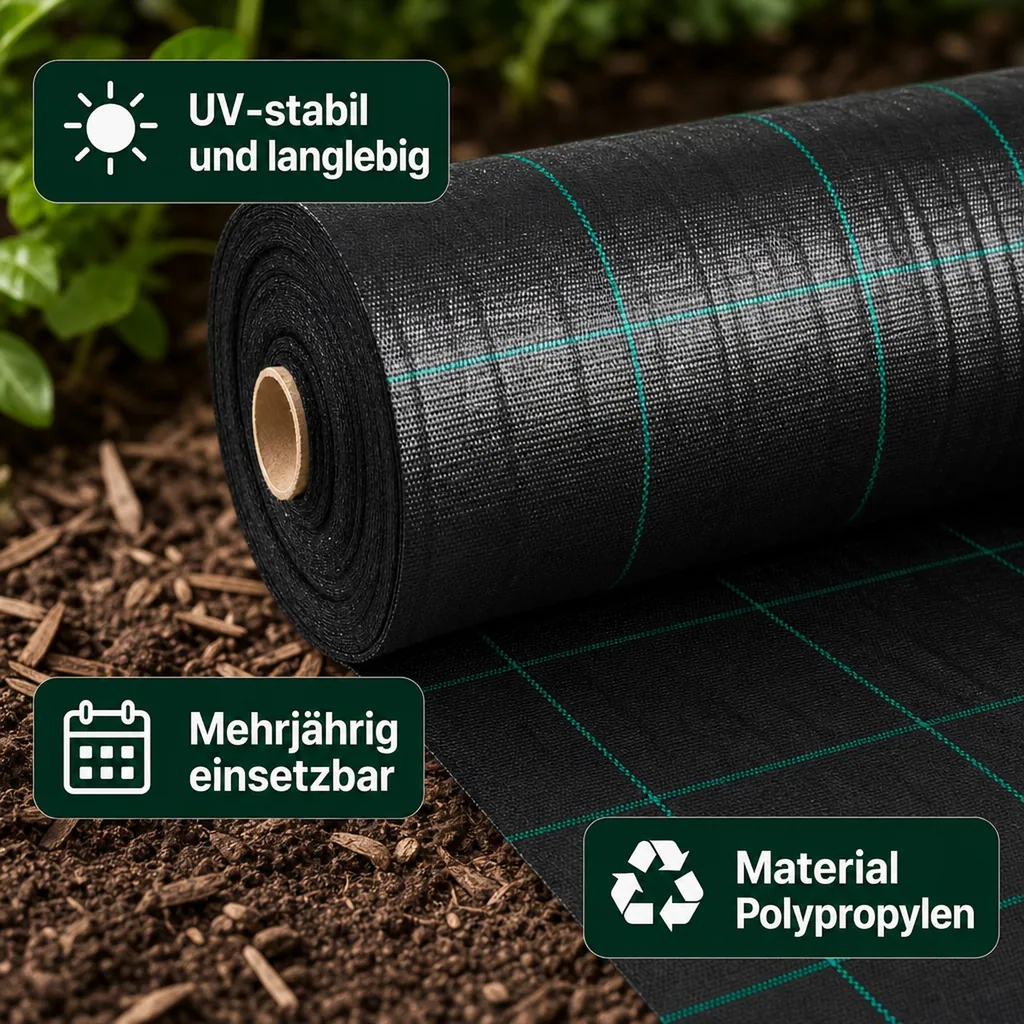 Unkrautvlies, Bodengewebe 1,5x30m, 100g/m², Gartenvlies, Mulchvlies, Beetvlies