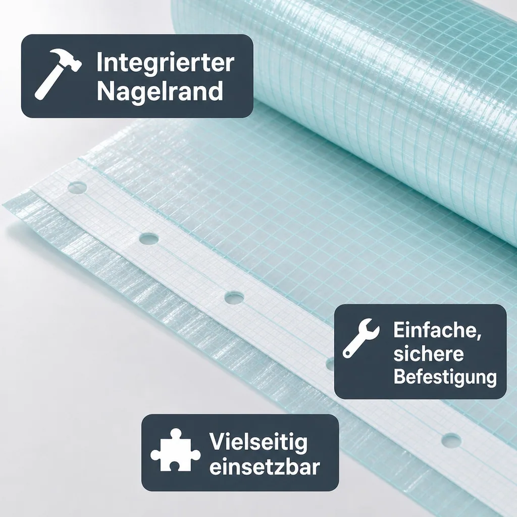 Gitterfolie, Gewächshausfolie, 3m Breite, mit Nagelrand, Abdeckfolie
