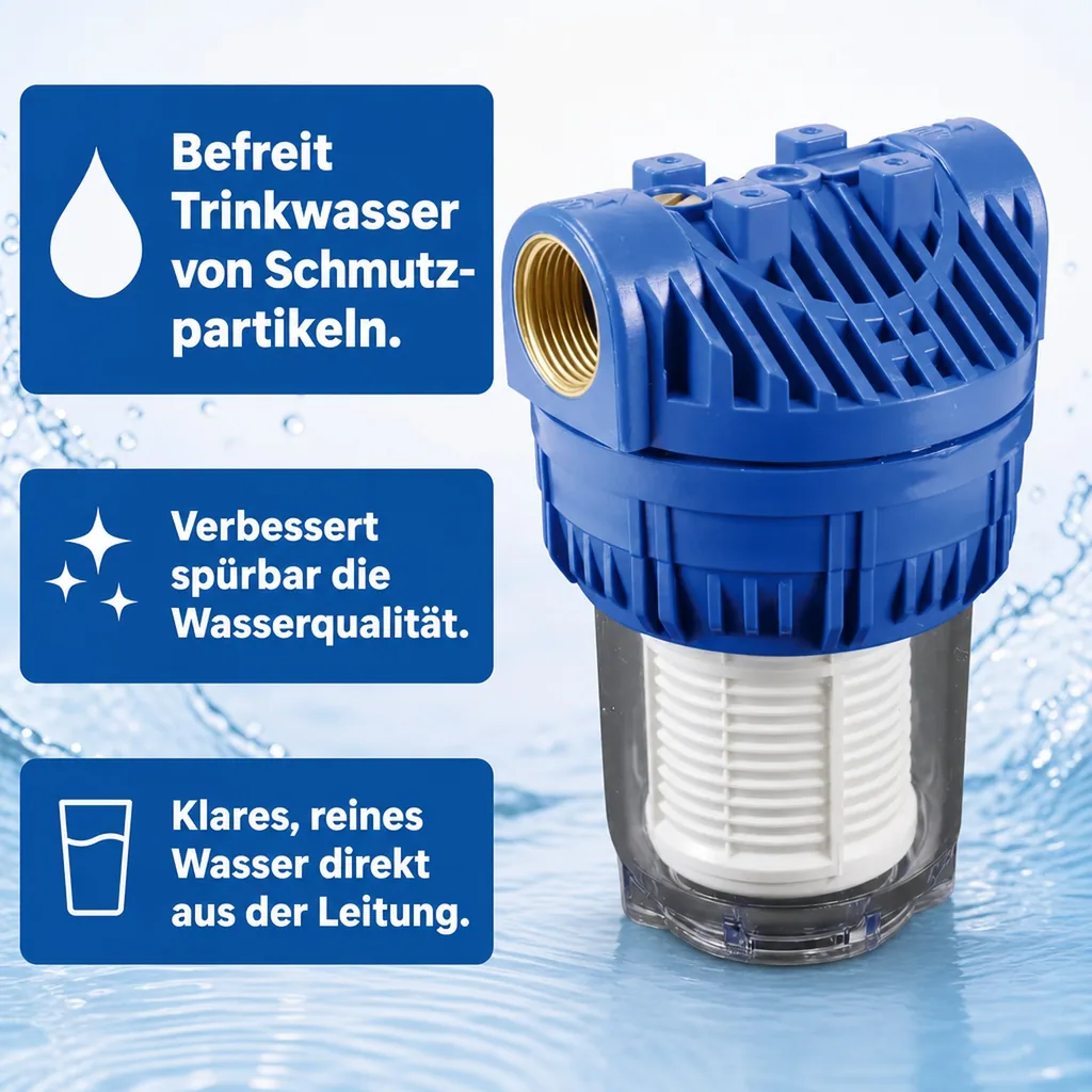 Wasserfilter, Trinkwasserfilter 5 Zoll, 1 Zoll Innengewinde, 8 bar, 60 Mikron