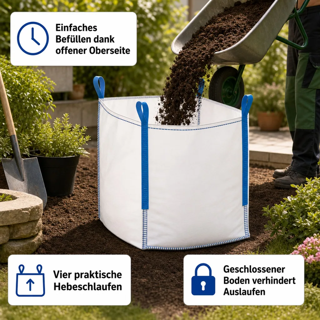 Big Bag 1000kg, offen, 90x90x90 cm, Schüttgut