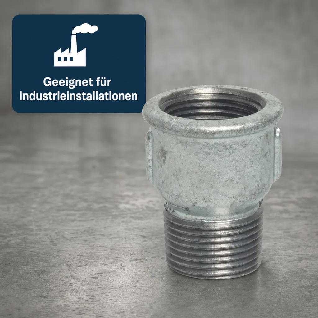 Gewindefitting, Temperguss Muffennippel, 1 1/4 Zoll, IG x AG