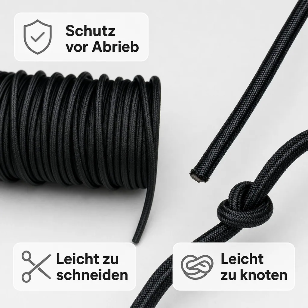 Expanderseil 8 mm, schwarz, 5 m, Gummiseil, Planenbefestigung