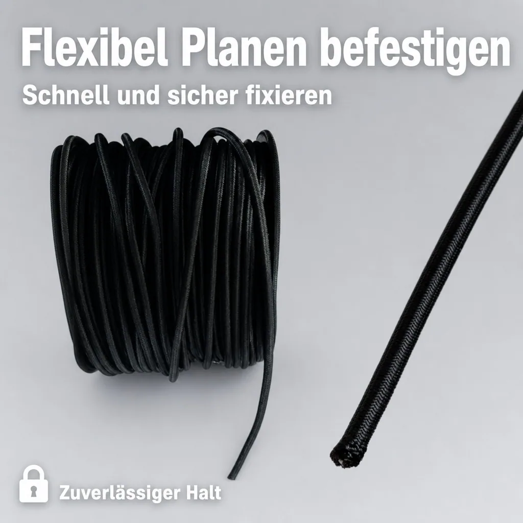 Expanderseil 8 mm, schwarz, 5 m, Gummiseil, Planenbefestigung
