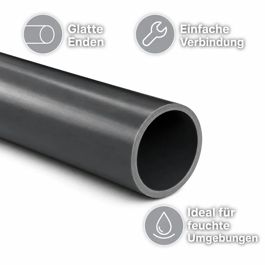 PVC Druckrohr 20mm, PVC Rohr 1m, Druckrohr 16 bar
