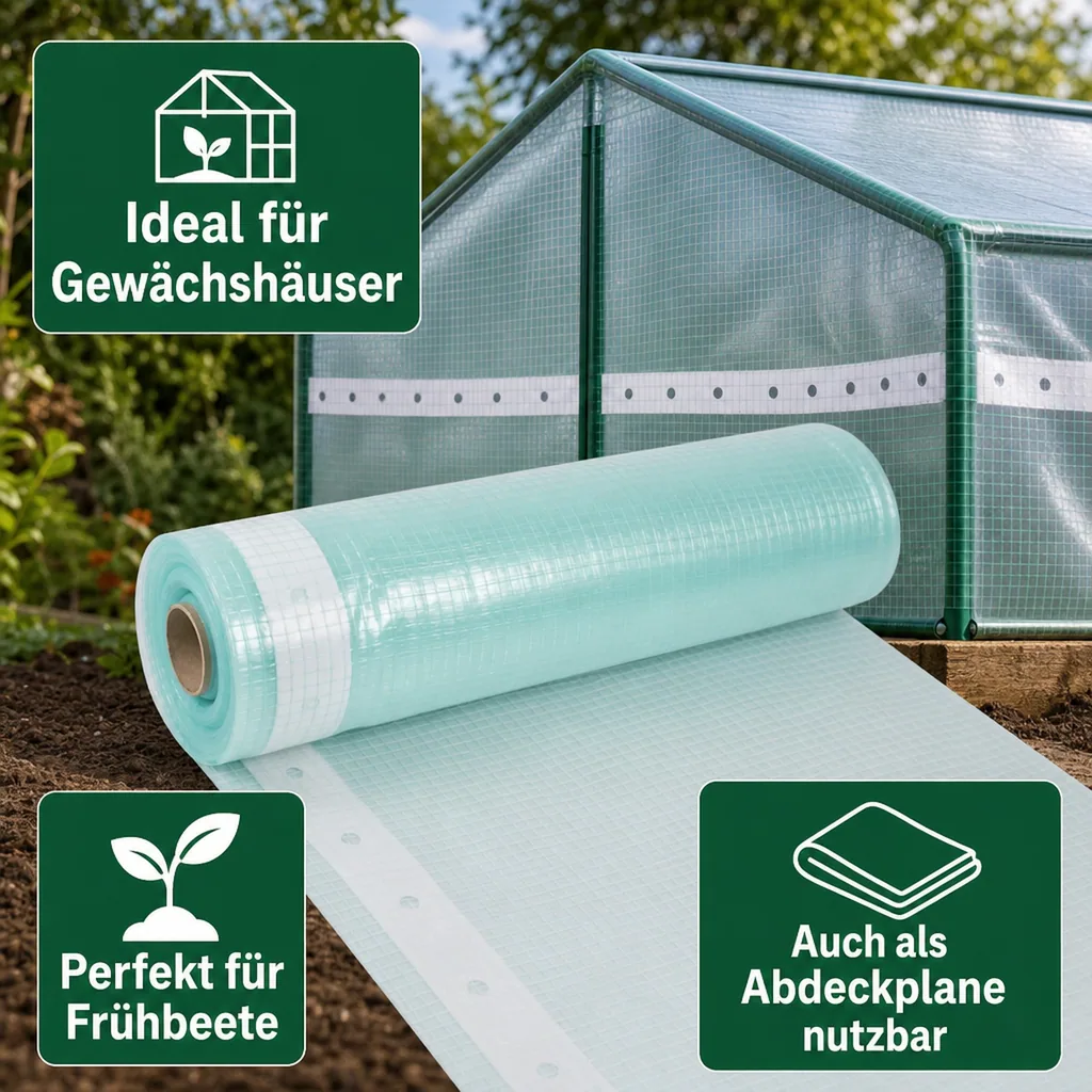 Gitterfolie, Gewächshausfolie, Folie Garten, 3 Breite x 4 Meter