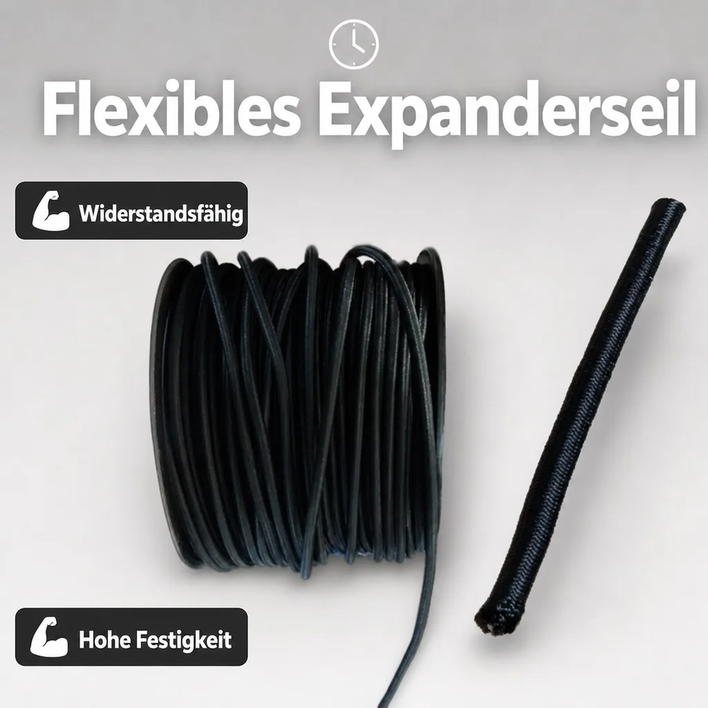 Expanderseil 8 mm, schwarz, 25 m, Gummiseil für Planenbefestigung