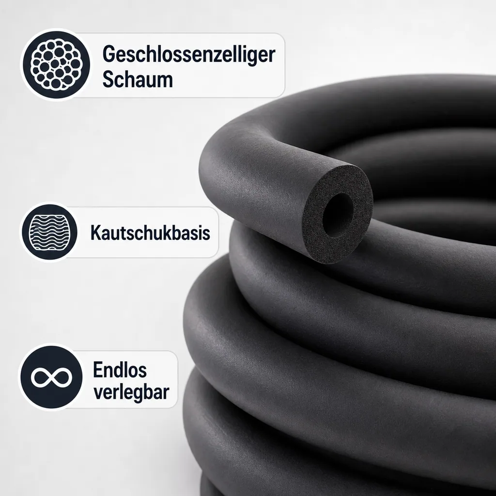 AEROFLEX® SH COIL Rohrisolierung, Rohrdämmung – Endlos, Flexibler Dämmstoff aus geschlossenzelligem Schaum auf Kautschukbasis, Schwarz – 28 x 10 mm/16 m