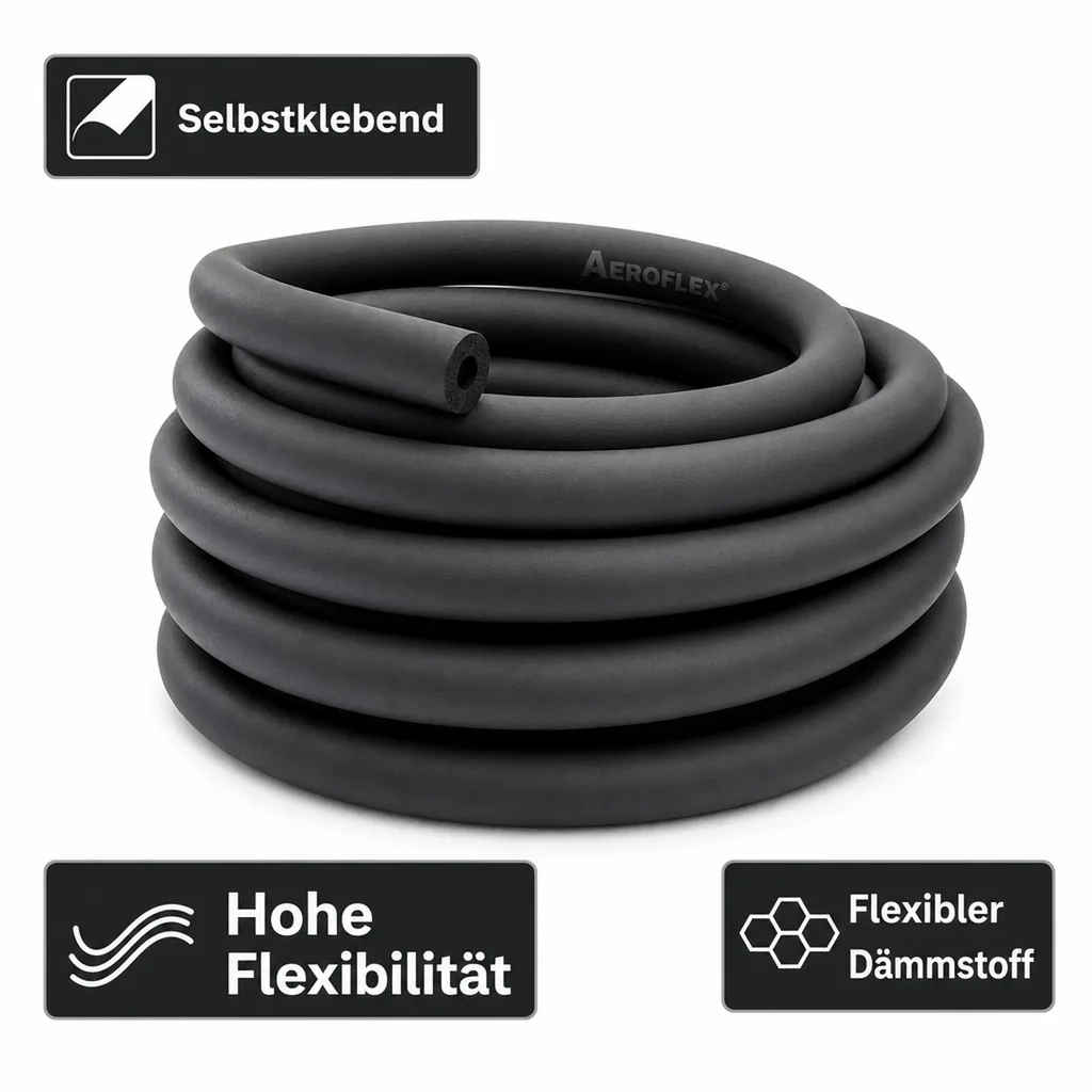 AEROFLEX® SH COIL Rohrisolierung, Rohrdämmung – Endlos, Flexibler Dämmstoff aus geschlossenzelligem Schaum auf Kautschukbasis, Schwarz – 28 x 10 mm/16 m
