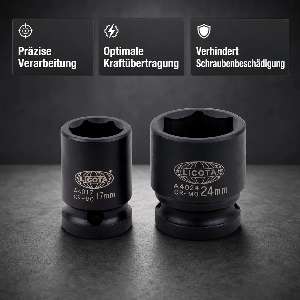 Schlagschraubernuss 32mm, 1/2 Zoll, Cr-Mo, Kraftnuss, 6-kant