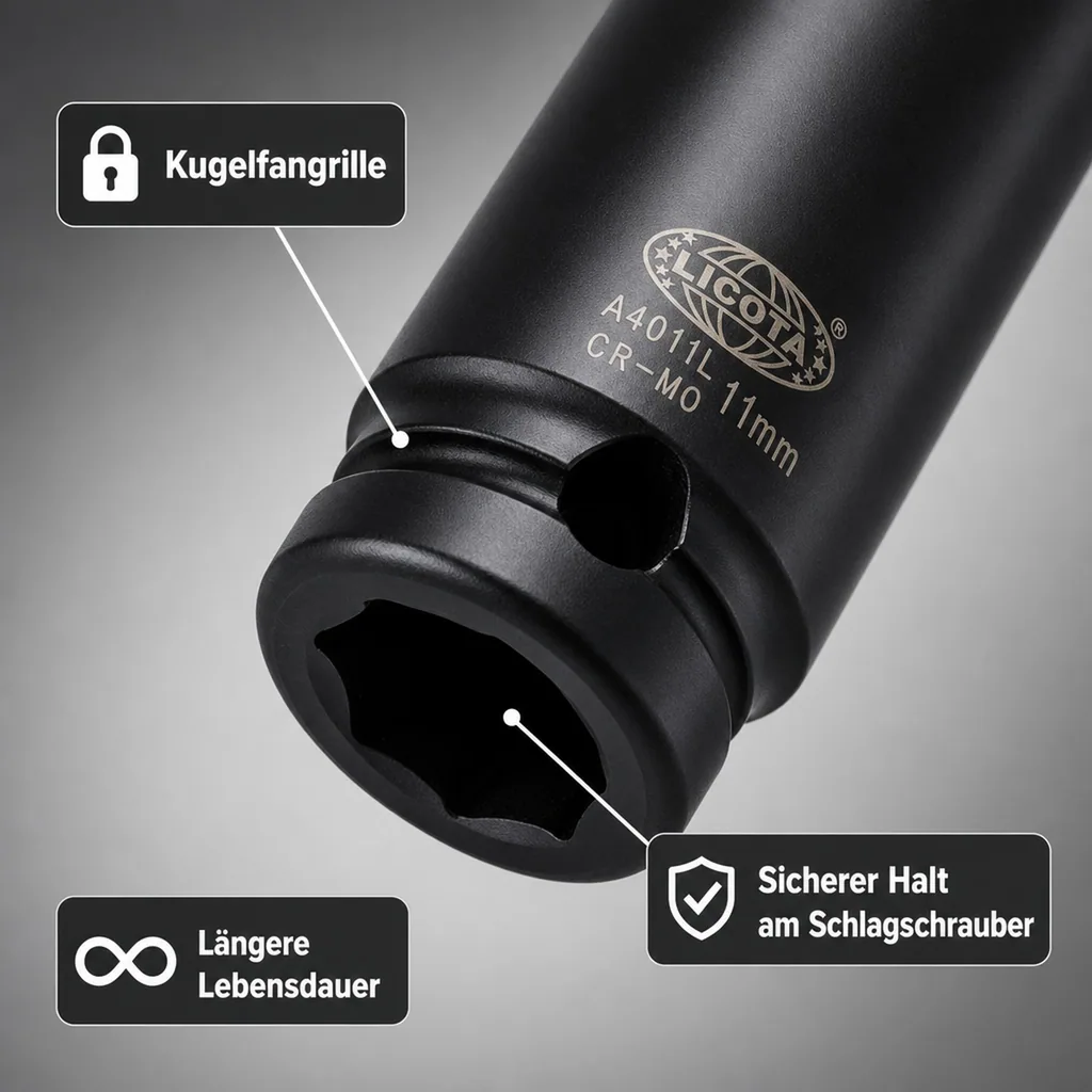 Schlagschraubernuss, 1/2 Zoll, 6pt, Cr-Mo, SW 11