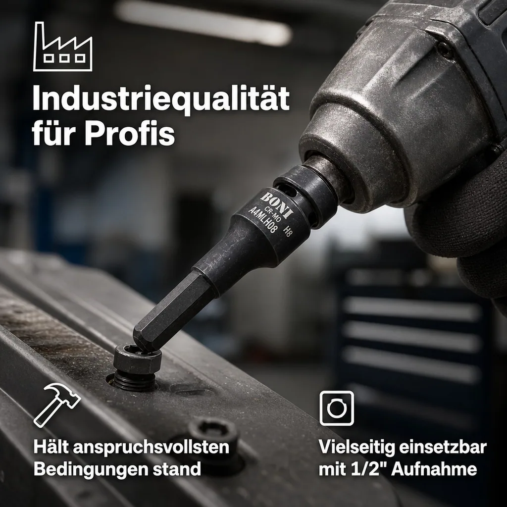 Schlagschrauber Nuss 1/2 Zoll, Innensechskant H8, Cr-Mo Stahl