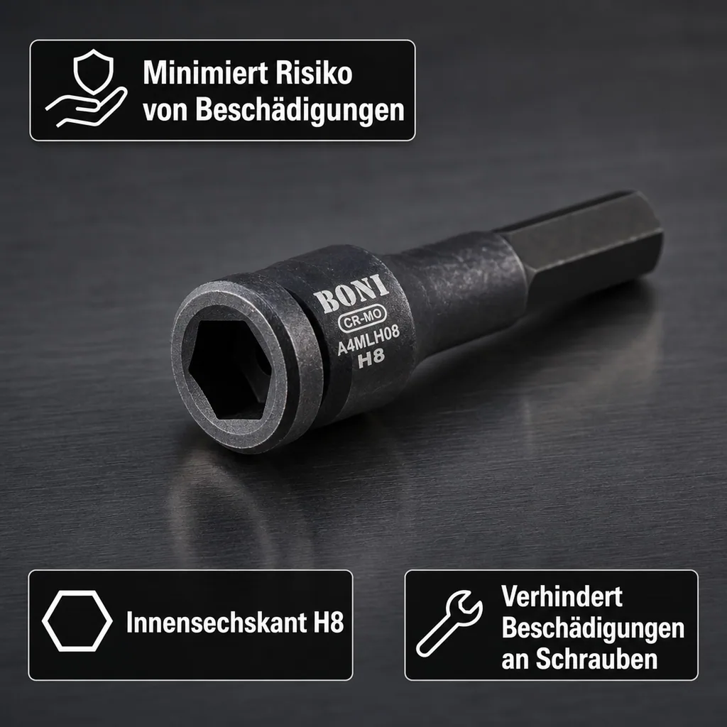 Schlagschrauber Nuss 1/2 Zoll, Innensechskant H8, Cr-Mo Stahl