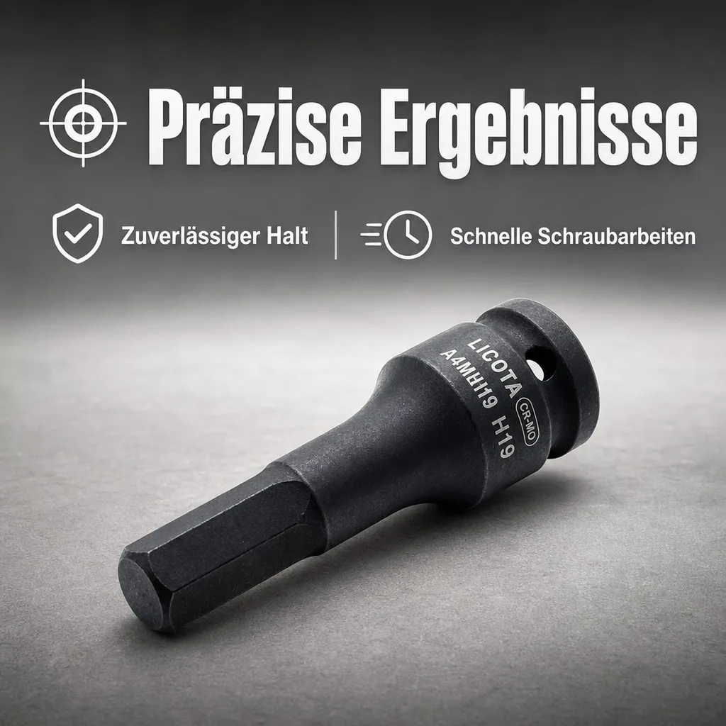 Schlagschraubernuss, Innensechskant Nuss, 1/2 Zoll, H19, Cr-Mo