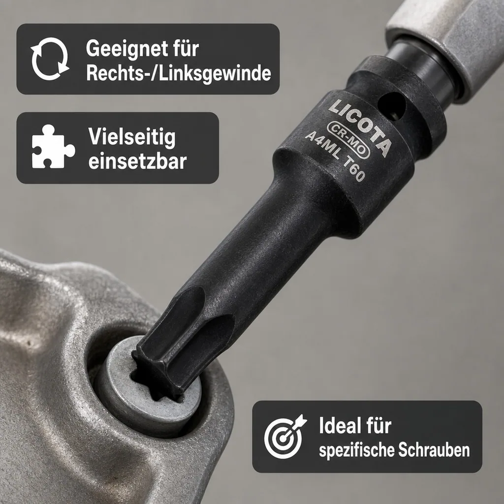 Innensechskant Bit T45, Innensechskant Nuss, 1/2 Zoll, Cr-Mo Stahl, Werkzeug