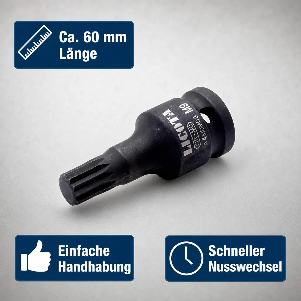 Schlagschrauber Nuss, 1/2 Zoll, Vielzahn Nuss M12, XZN Nuss, M12 Vielzahn