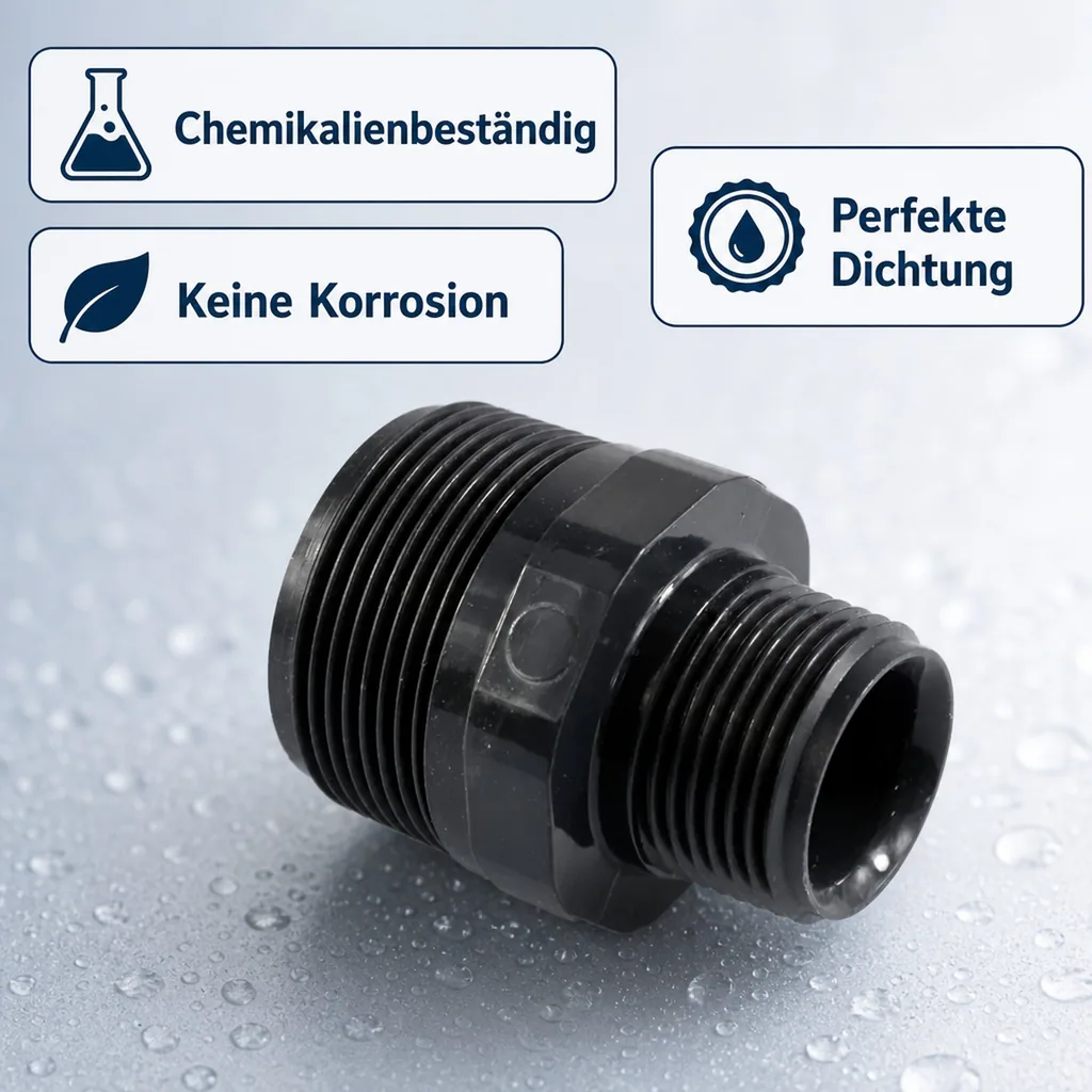 PVC Fitting, Reduzier Doppelnippel, 1 1/2" x 1", PVC-U, Rohrverbinder