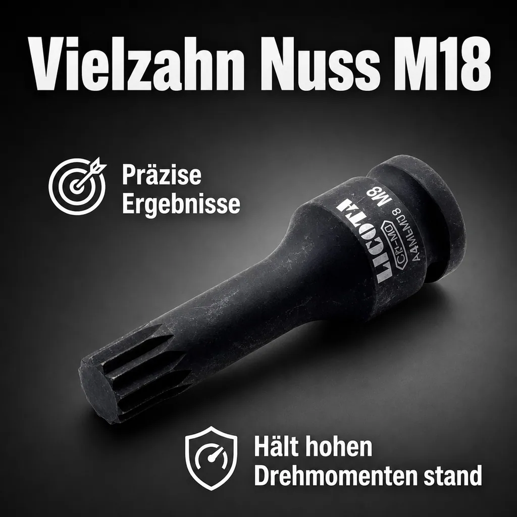 Vielzahn Nuss M18, Schlagschraubernuss, 1/2 Zoll, Cr-Mo