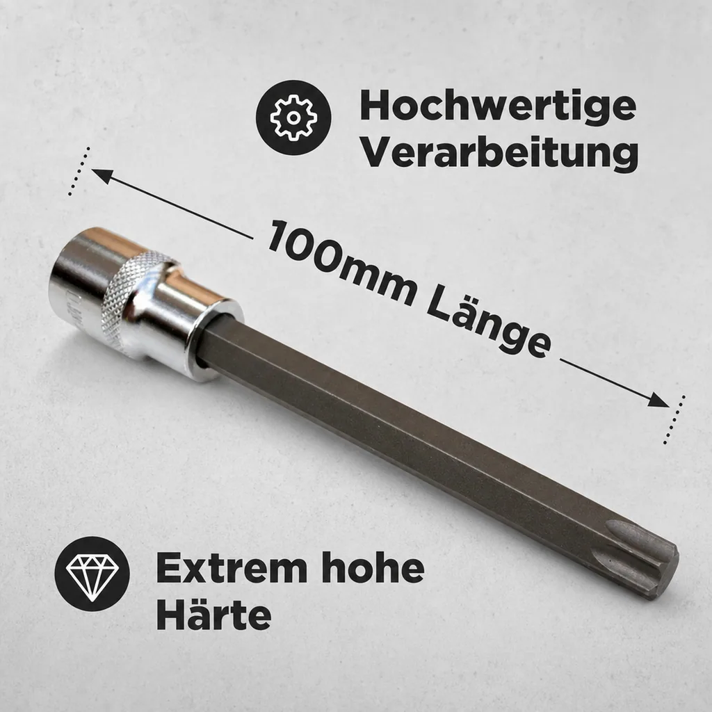 Innensechskant T45 Nuss, 1/2 Zoll Stecknuss, S2 Werkzeugstahl, 100mm