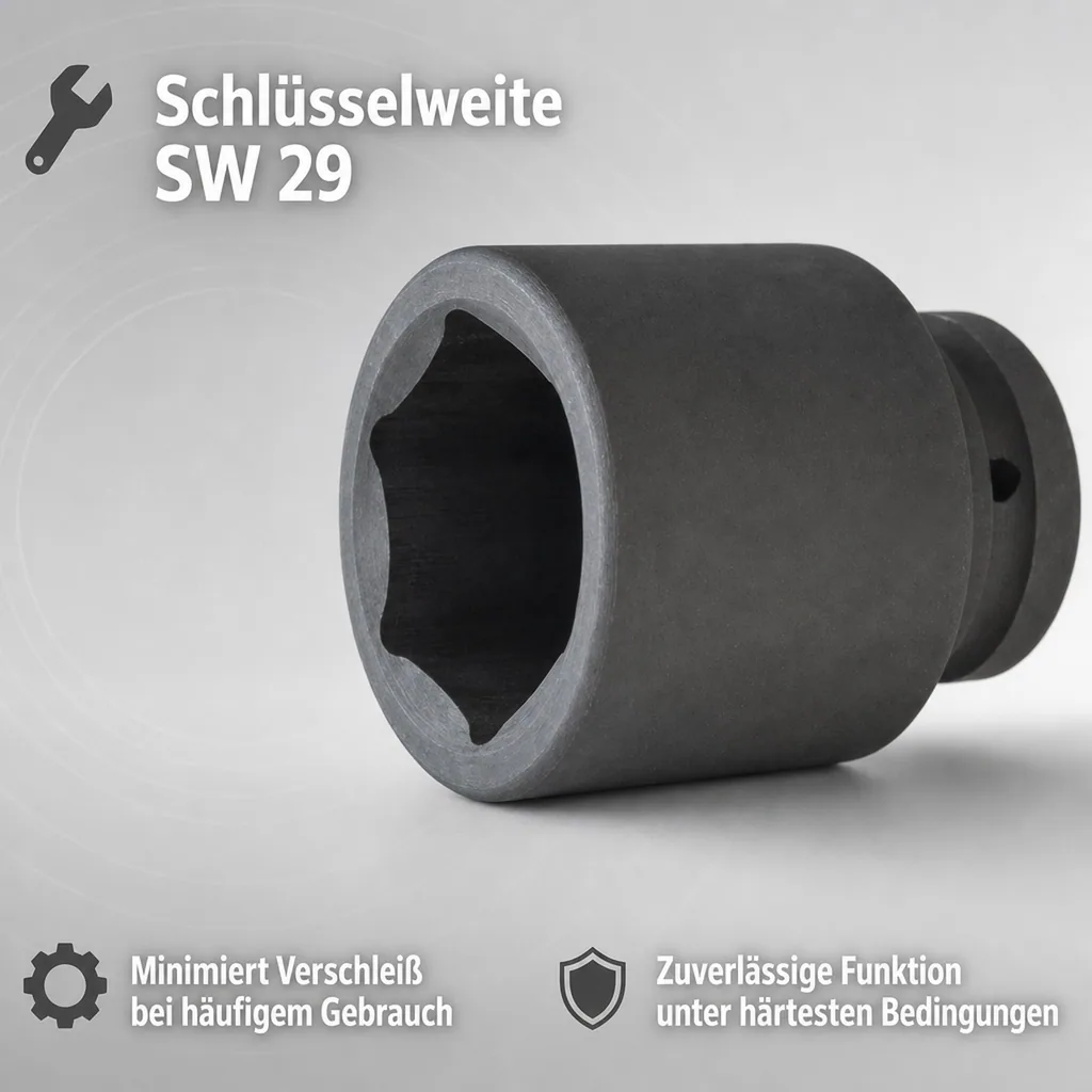 3/4 Zoll Nuss SW 29, Schlagschraubernuss, Cr-Mo, Industriequalität
