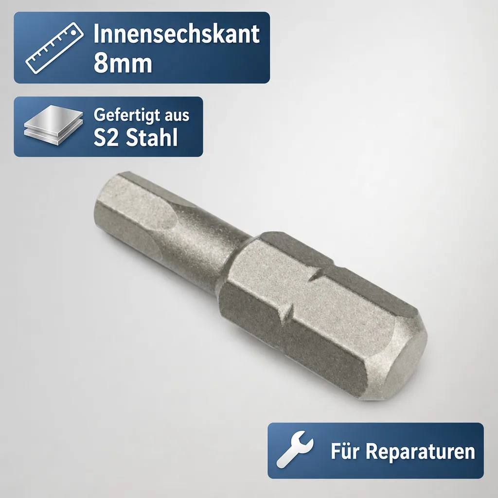 Innensechskant 8mm, Innensechskantschlüssel S2 Stahl, 1/4 Zoll Innensechskant
