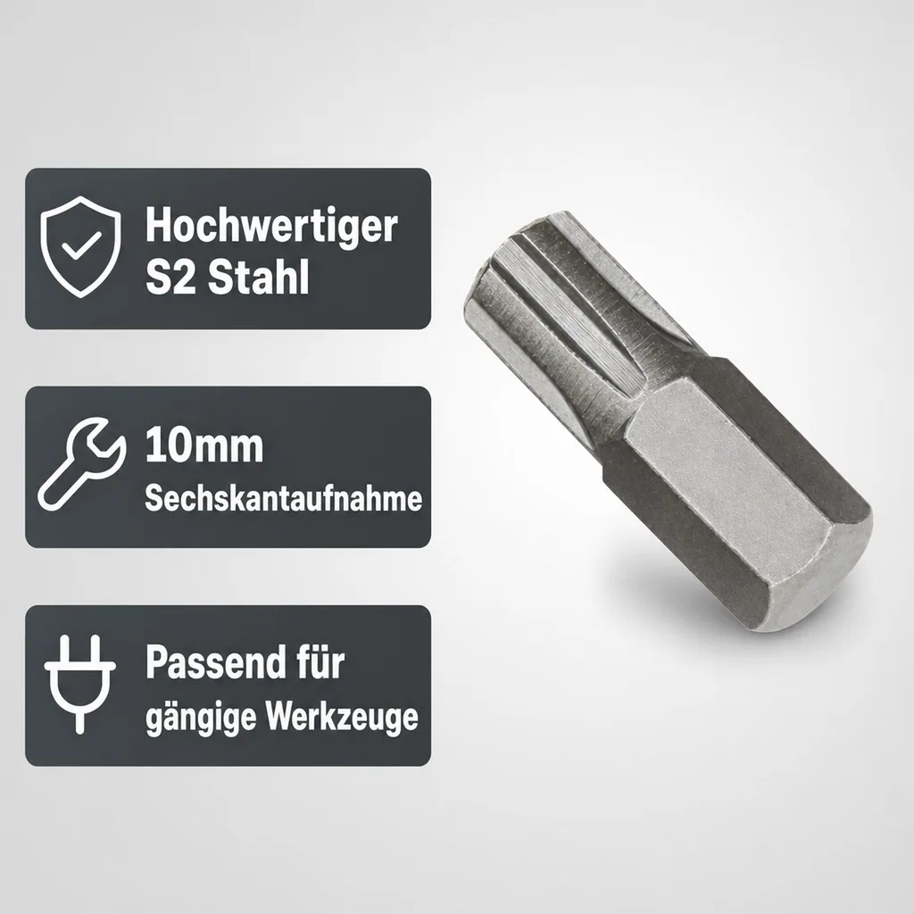 Ribe Bit, 10mm Sechskant Bit, Innenvielzahn Bit, 30mm Bit