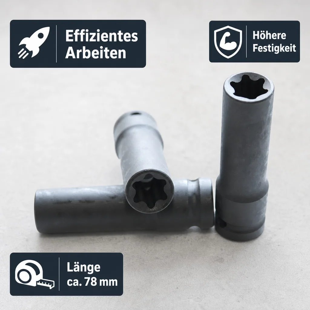 Innensechskant Nuss Schlagschrauber, Aussen Innensechskant E18, 1/2 Zoll, Cr-Mo